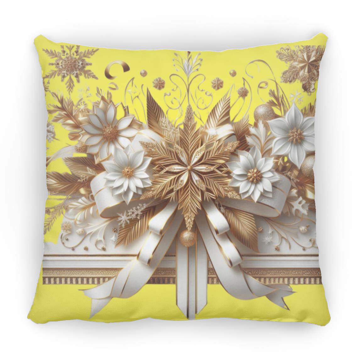 Gold and White Accent Pillow